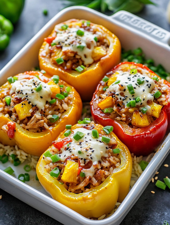 Flavorful Teriyaki Pineapple Chicken & Rice Stuffed Peppers