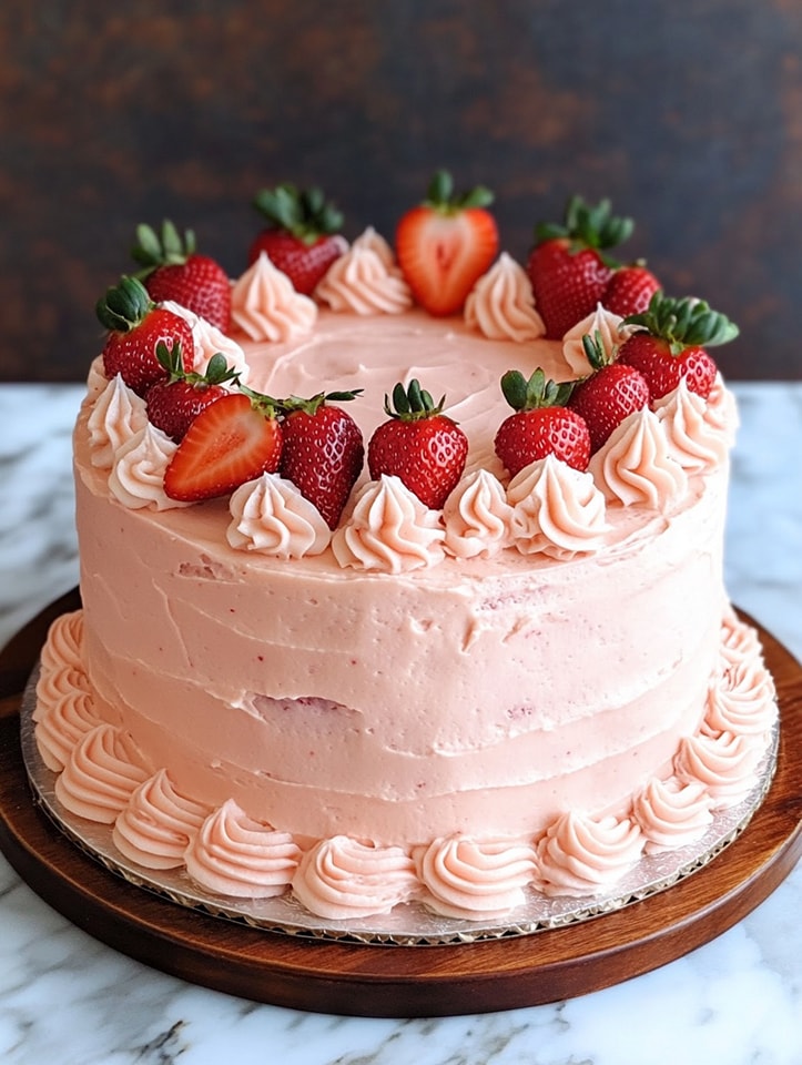 Strawberry Layer Cake with Chocolate Drizzle