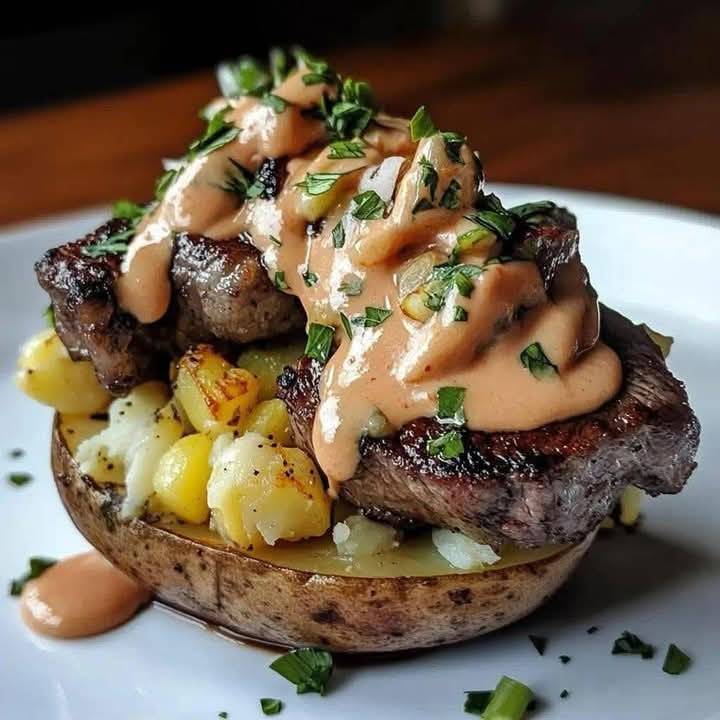 Steak et pommes de terre chargées