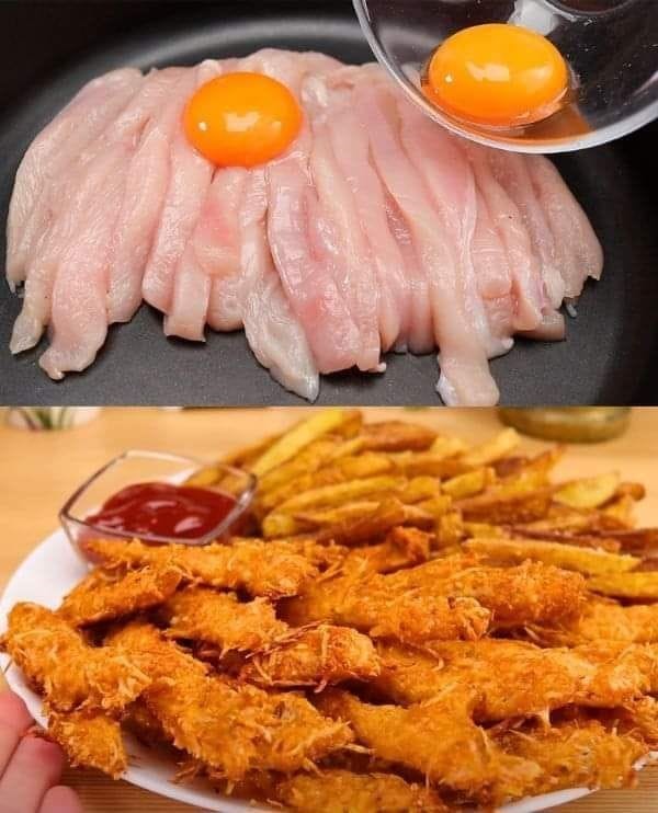 Parmesan Chicken Fillets with Potato Sticks