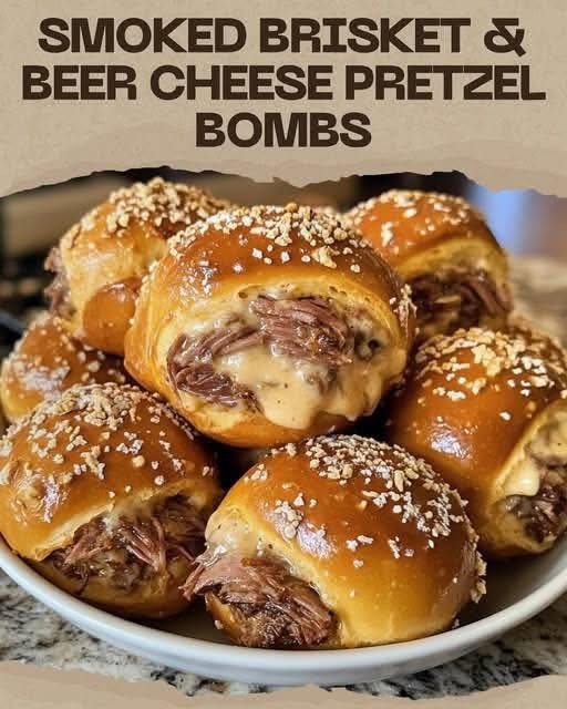 Smoked Brisket & Beer Cheese Pretzel Bombs