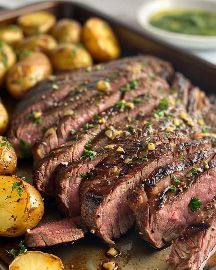 Sheet Pan Garlic Butter Steak and Potatoes