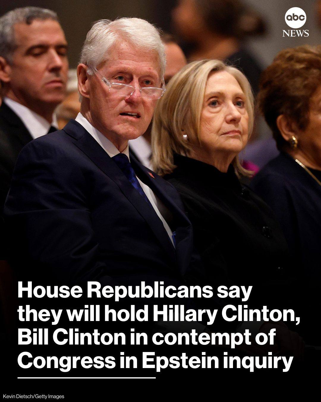 House Republicans say they will hold Hillary Clinton in contempt of Congress in Epstein inquiry