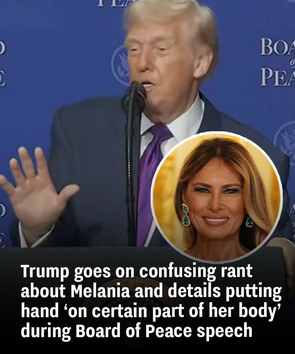 Trump goes on confusing rant about Melania and details putting hand ‘on certain part of her b0dy’ during Board of Peace speech